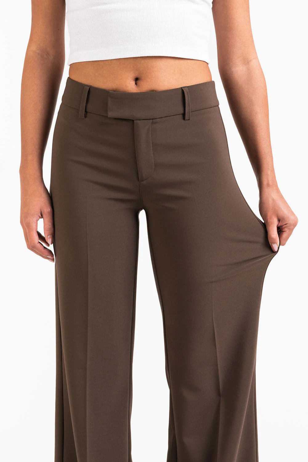 Ava 02Mid Flared Dressbukser - Brown - Image 4