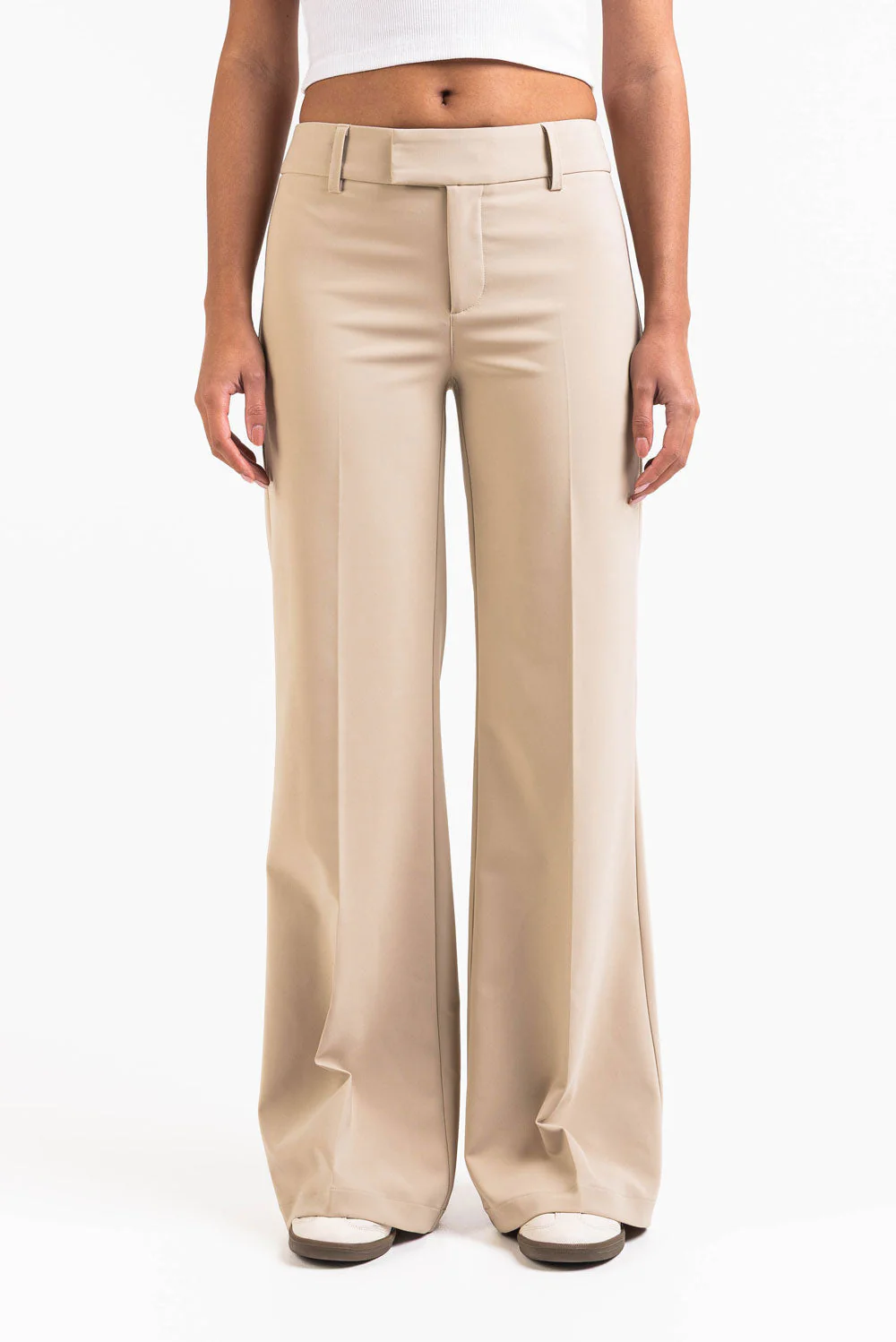 Ava 02Mid Flared Dressbukser - Light Beige