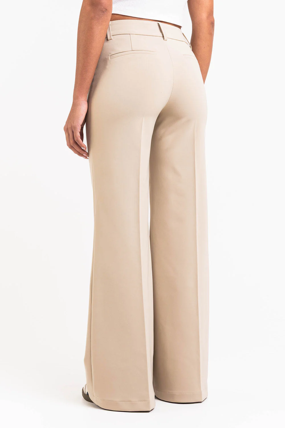 Ava 02Mid Flared Dressbukser - Light Beige - Image 2