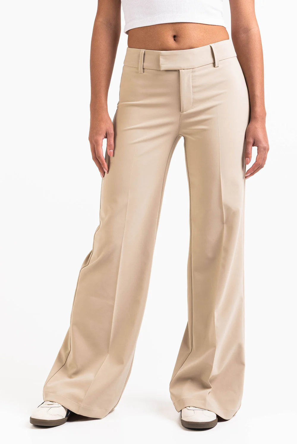 Ava 02Mid Flared Dressbukser - Light Beige - Image 3