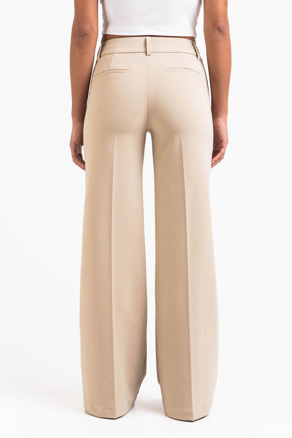 Ava 02Mid Flared Dressbukser - Light Beige - Image 5