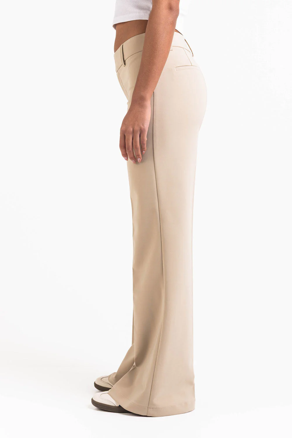 Ava 02Mid Flared Dressbukser - Light Beige - Image 6