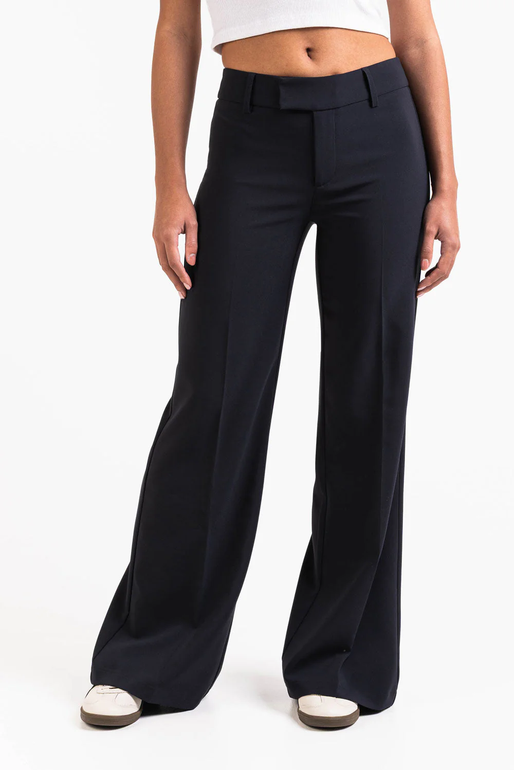 Ava 02Mid Flared Dressbukser - Navy - Image 3