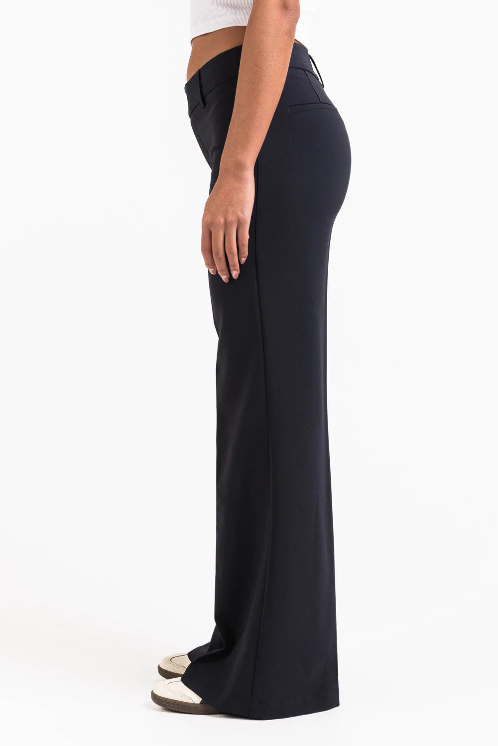 Ava 02Mid Flared Dressbukser - Navy - Image 7