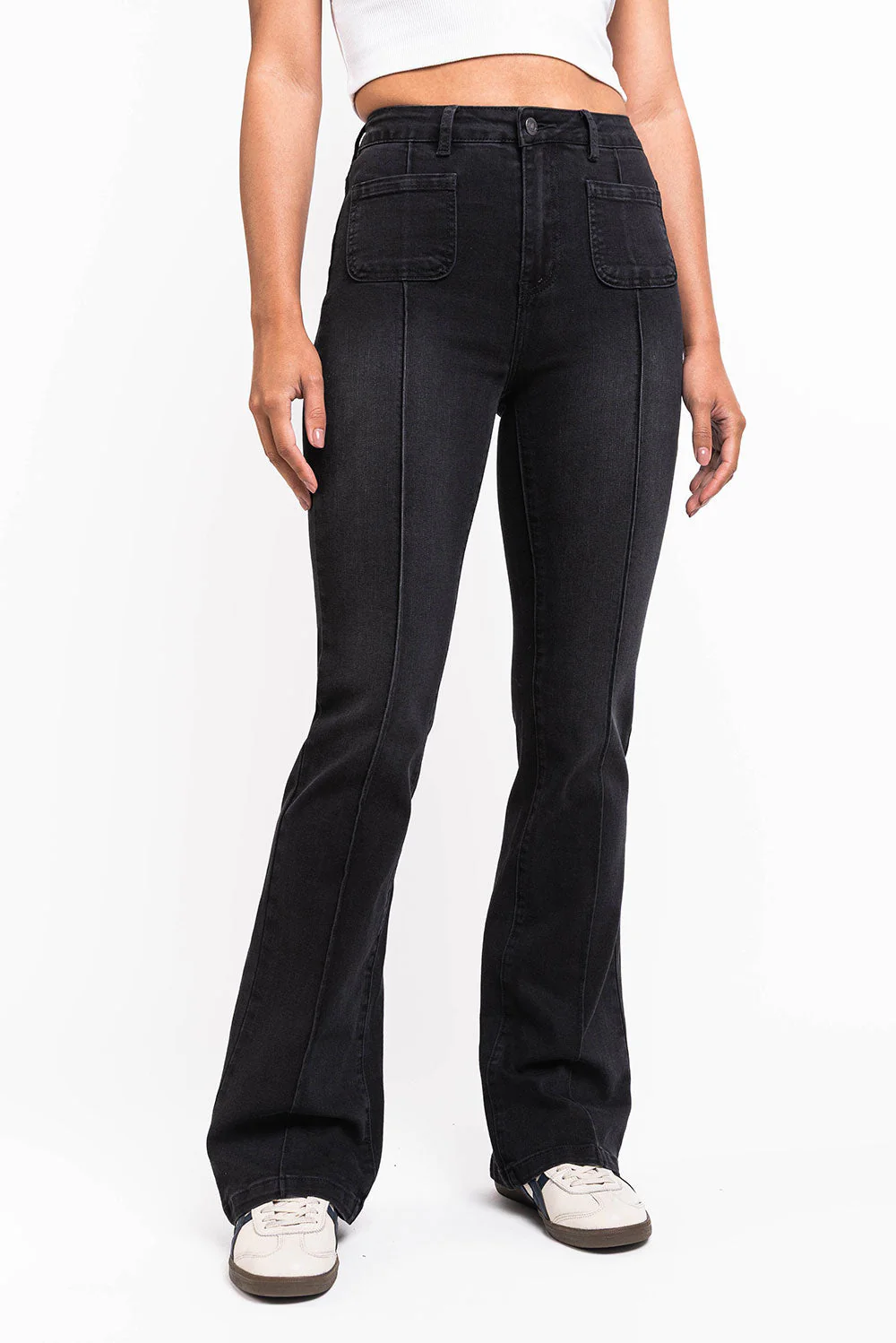 Claire 01High Bootcut Jeans - Washed Black - Image 3