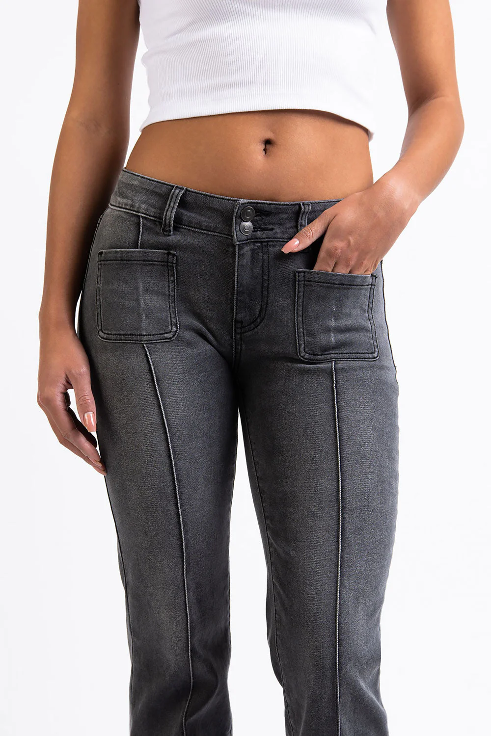 Claire 01Low Bootcut Jeans - Washed Black - Image 3