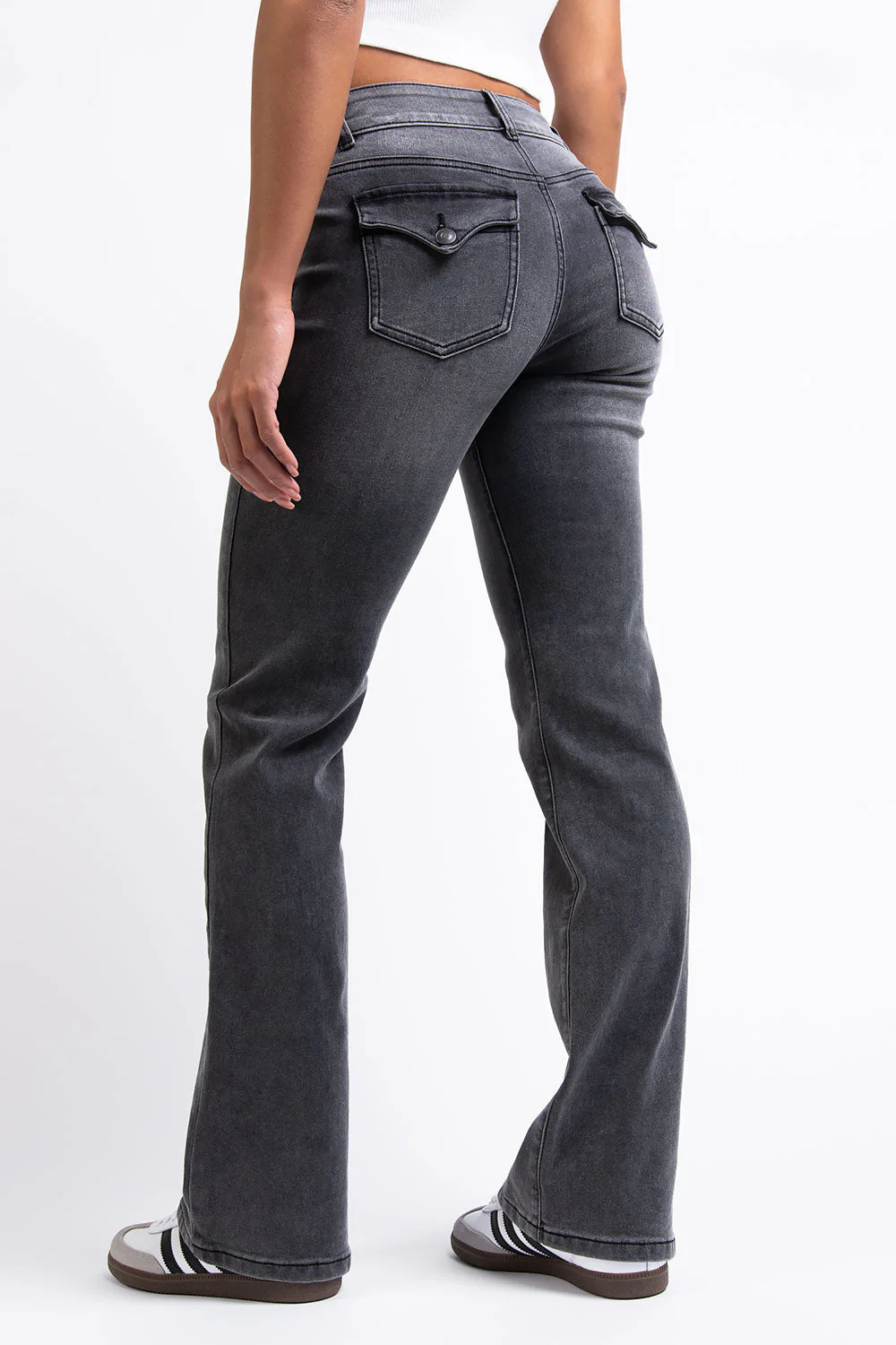 Claire 01Low Bootcut Jeans - Washed Black - Image 4