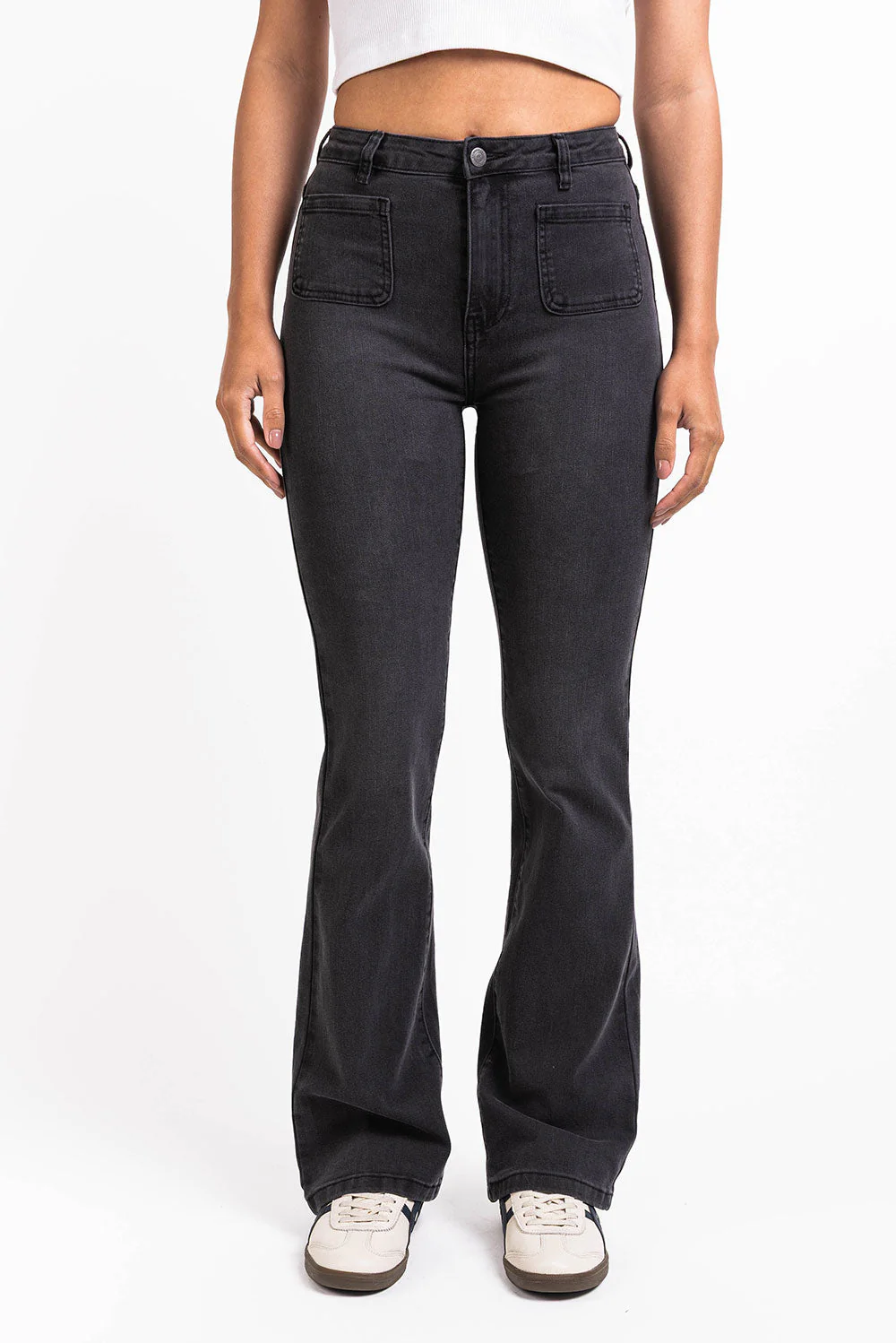 Claire 04High Bootcut Jeans - Washed Black - Image 3