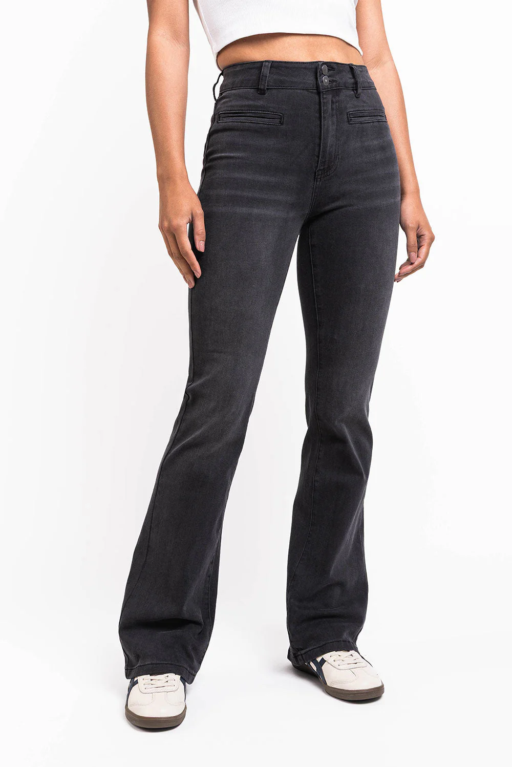 Claire 05High Bootcut Jeans - Washed Black - Image 2