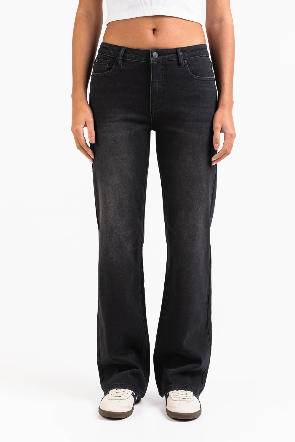 Dina 02Mid Rette Jeans - Washed Black - Image 3