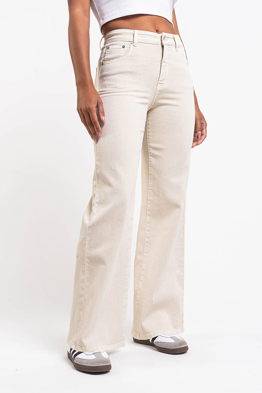 Disa 01High Rette Jeans - Beige - Image 3