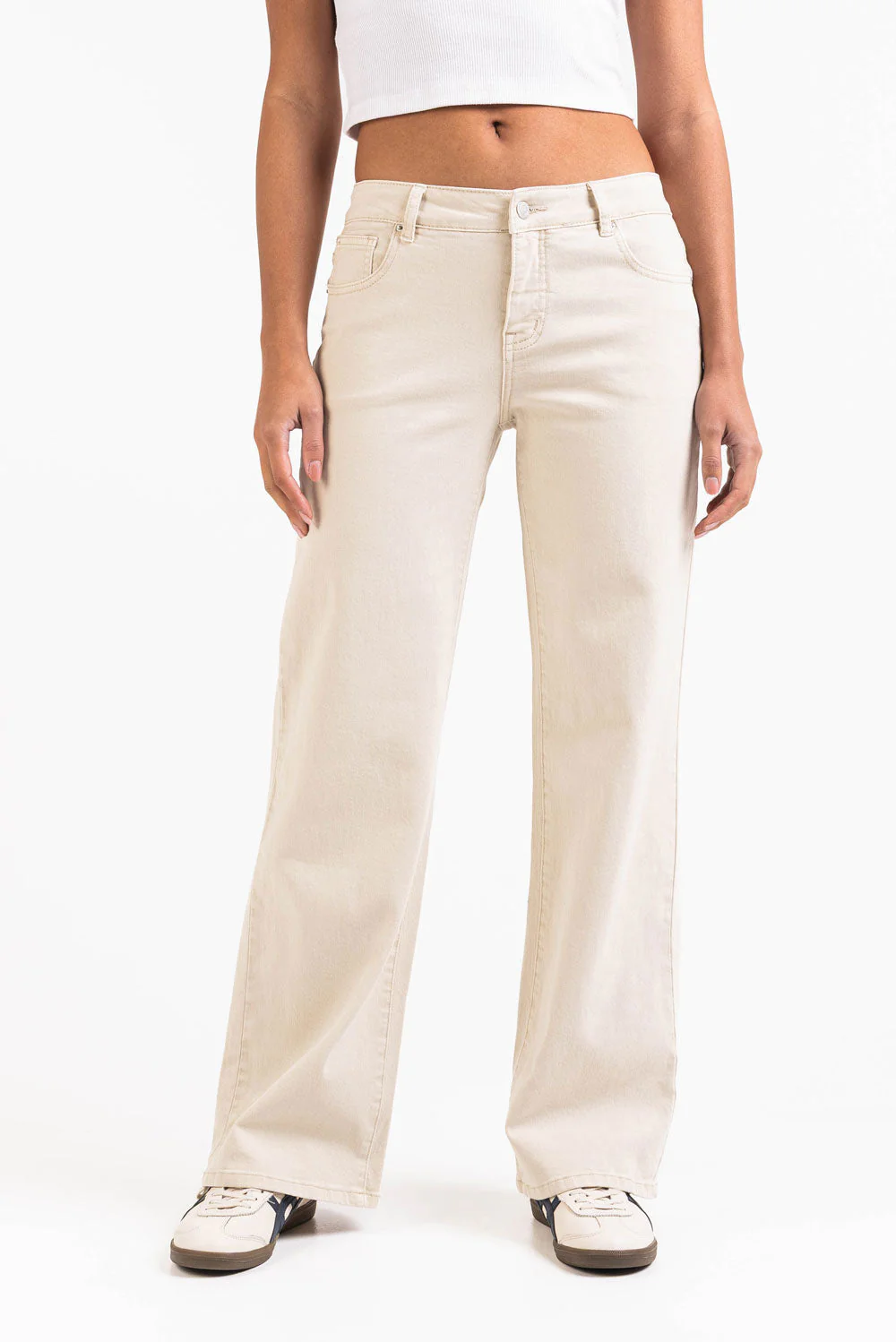 Disa 01Mid Rette Jeans - Beige