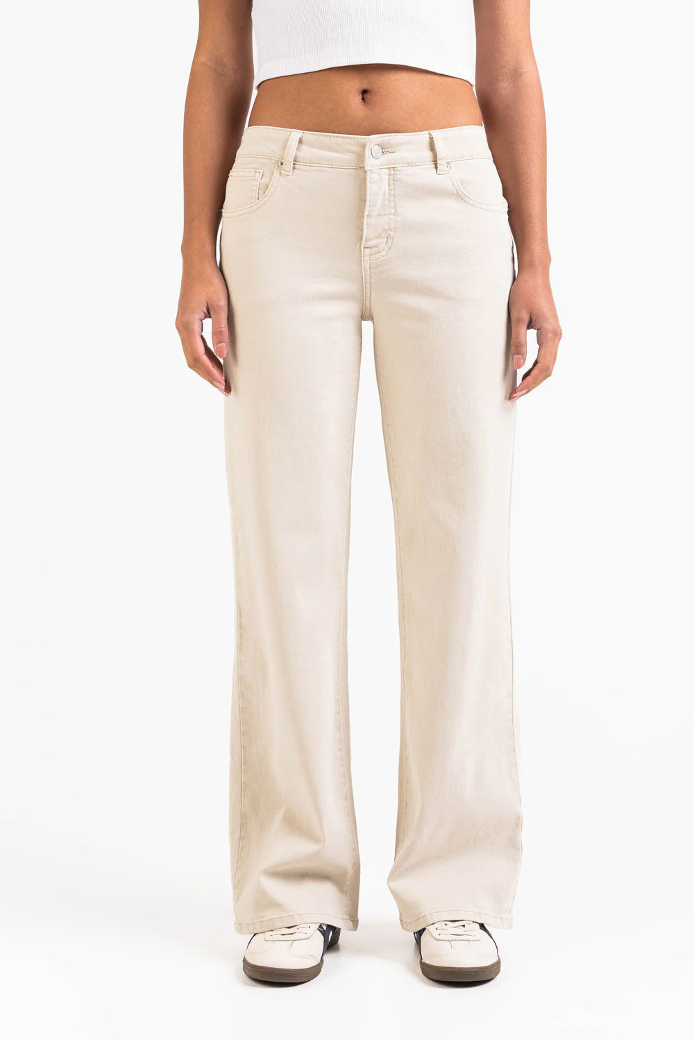 Disa 01Mid Rette Jeans - Beige - Image 4