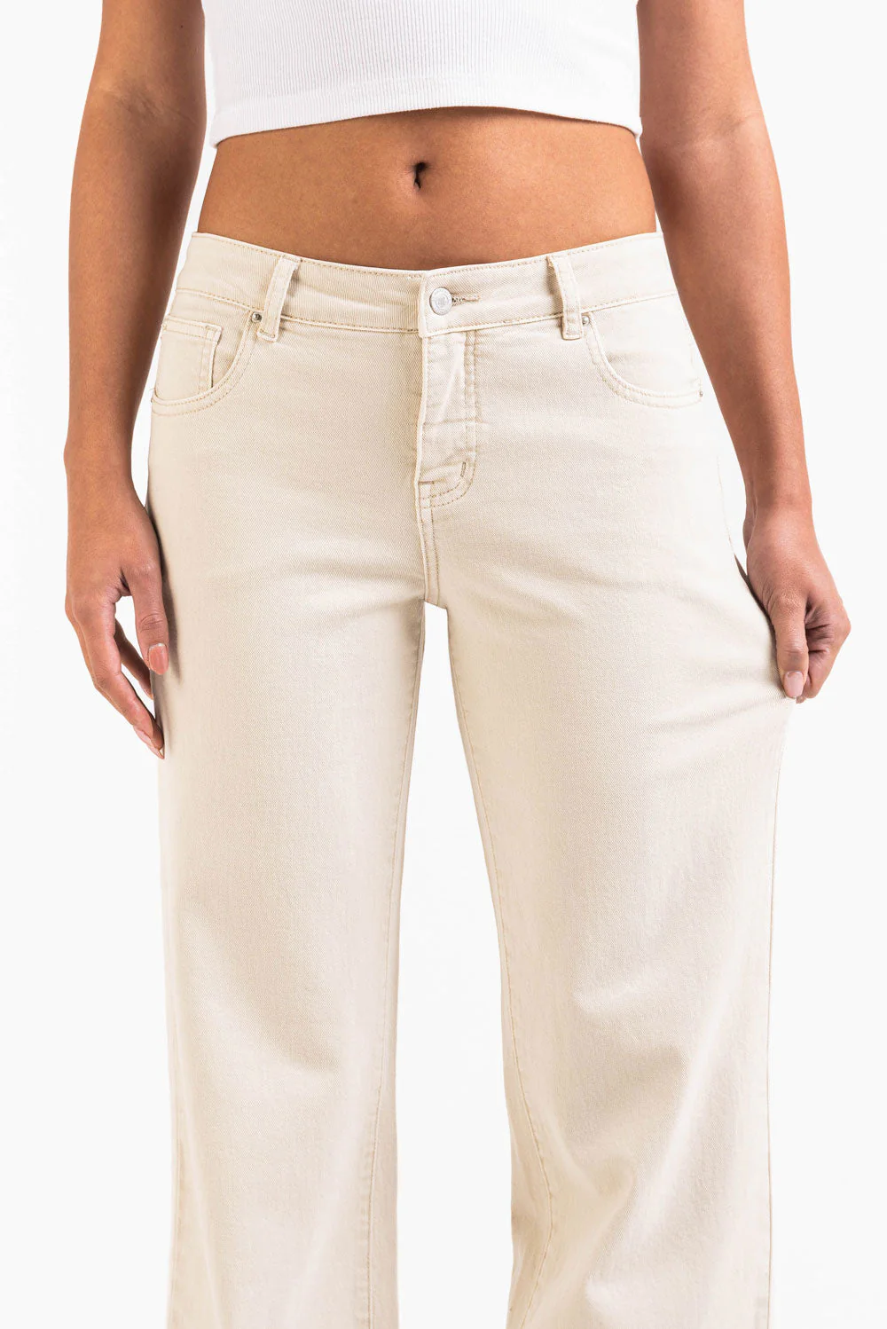 Disa 01Mid Rette Jeans - Beige - Image 5