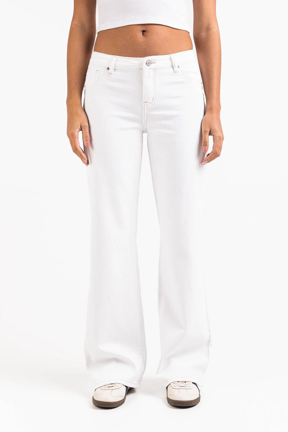 Disa 01Mid Rette Jeans - White