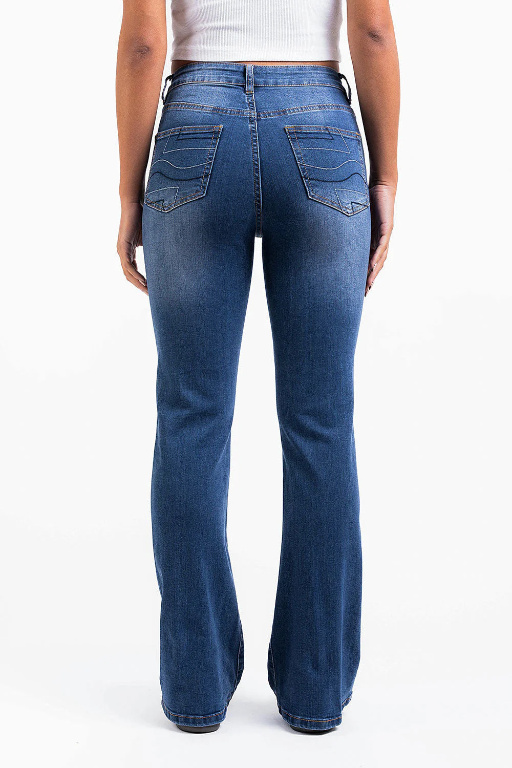 Ingrid 02High Flared Jeans - Mid Blue - Image 4