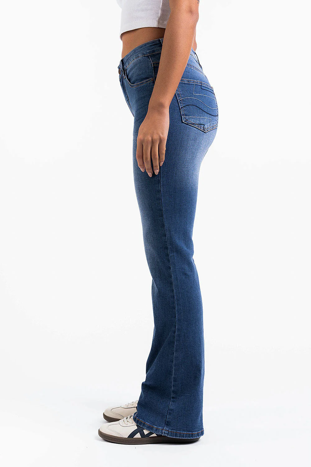 Ingrid 02High Flared Jeans - Mid Blue - Image 5