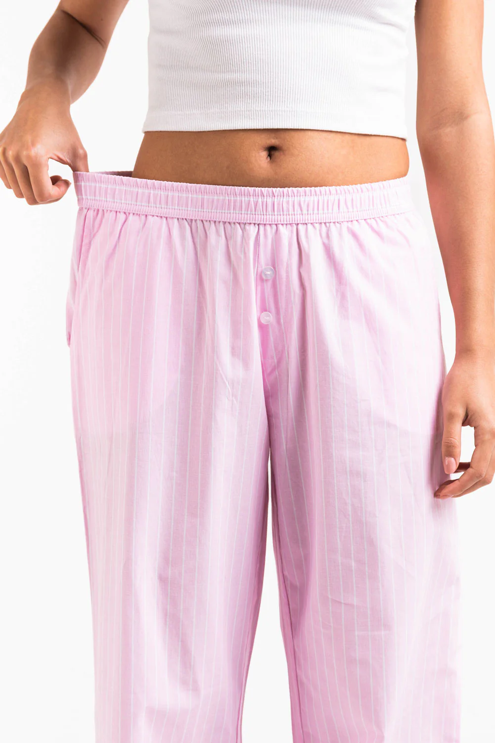 Mandy 01Mid Vide Loungebukser - Pink Striped - Image 5
