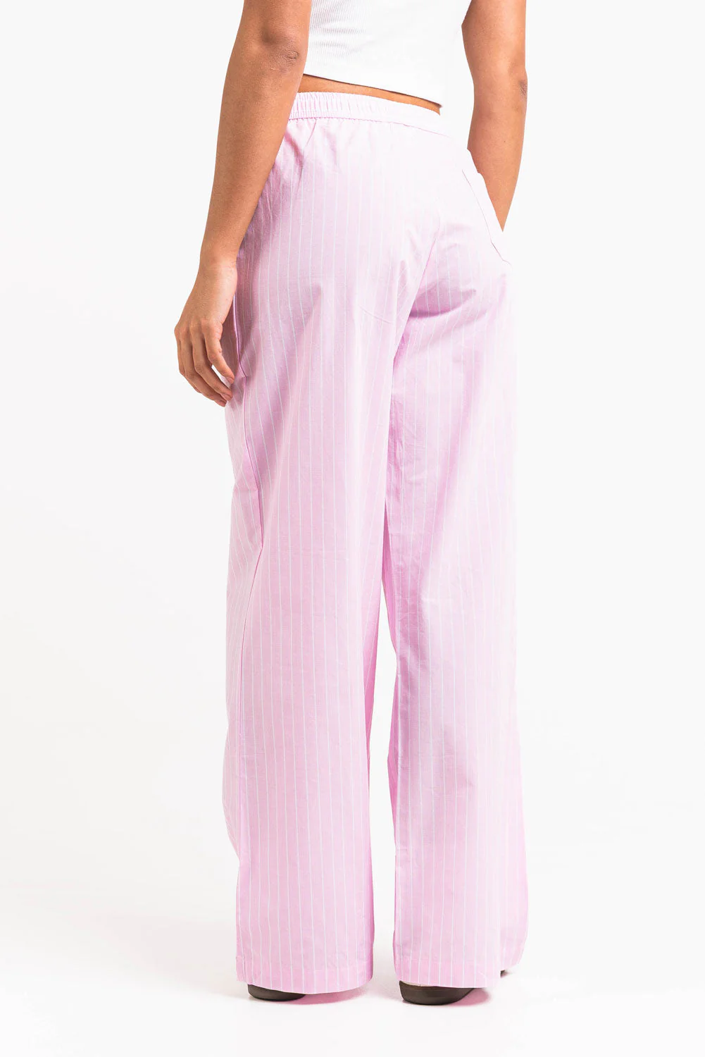 Mandy 01Mid Vide Loungebukser - Pink Striped - Image 6