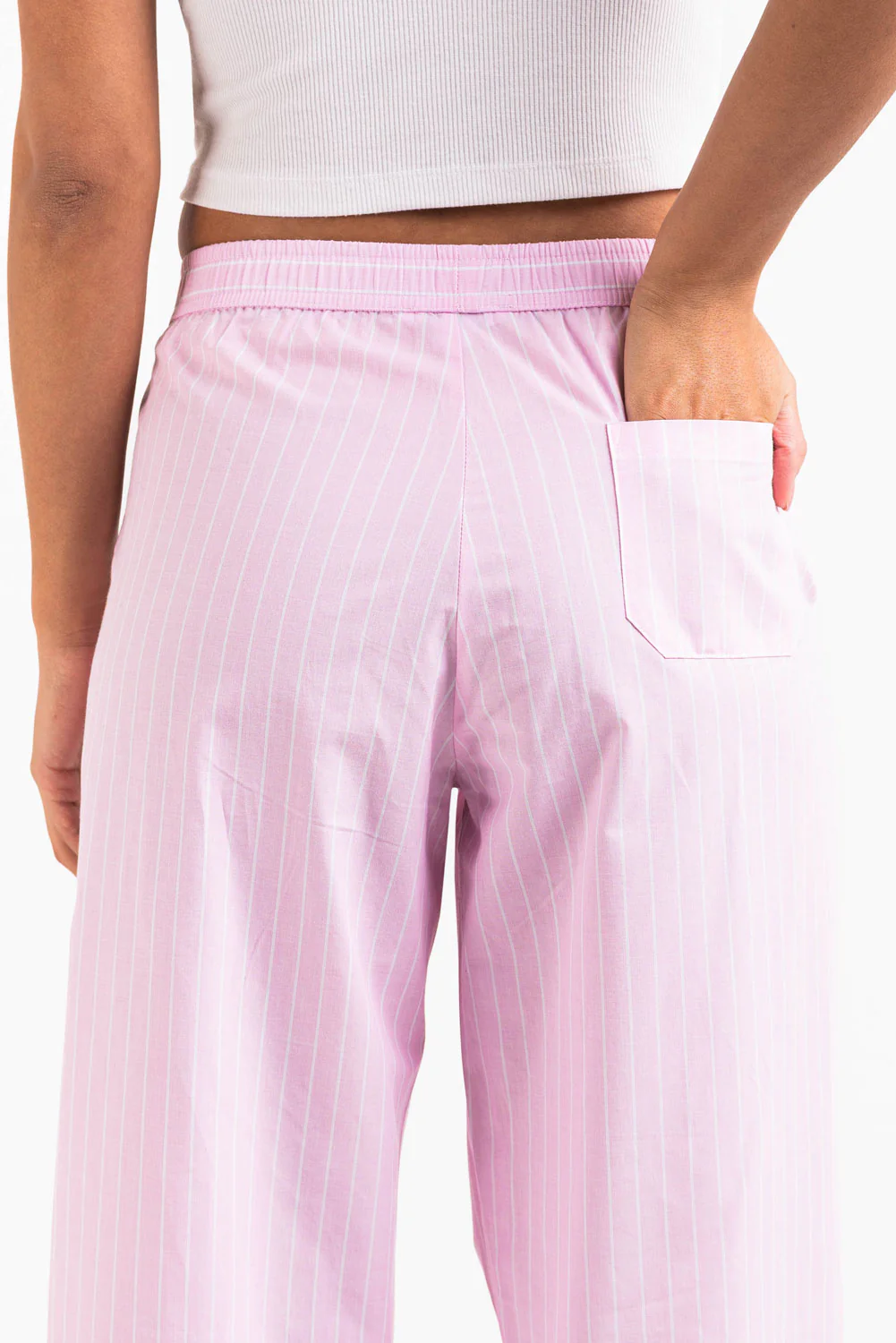 Mandy 01Mid Vide Loungebukser - Pink Striped - Image 7