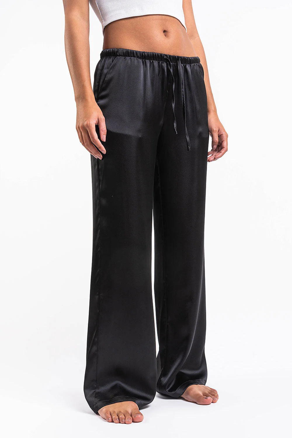 Mel 03Low Rette Satengbukser - Black - Image 6