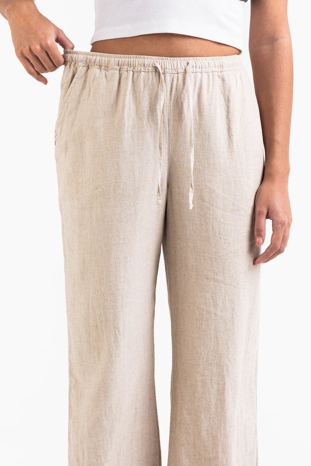 Mila 01High Rette Linbukser - Linen Beige - Image 3