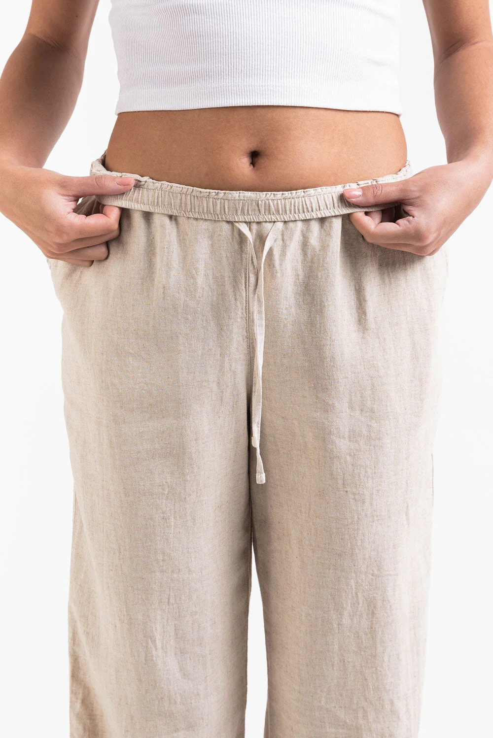 Mila 01High Rette Linbukser - Linen Beige - Image 5