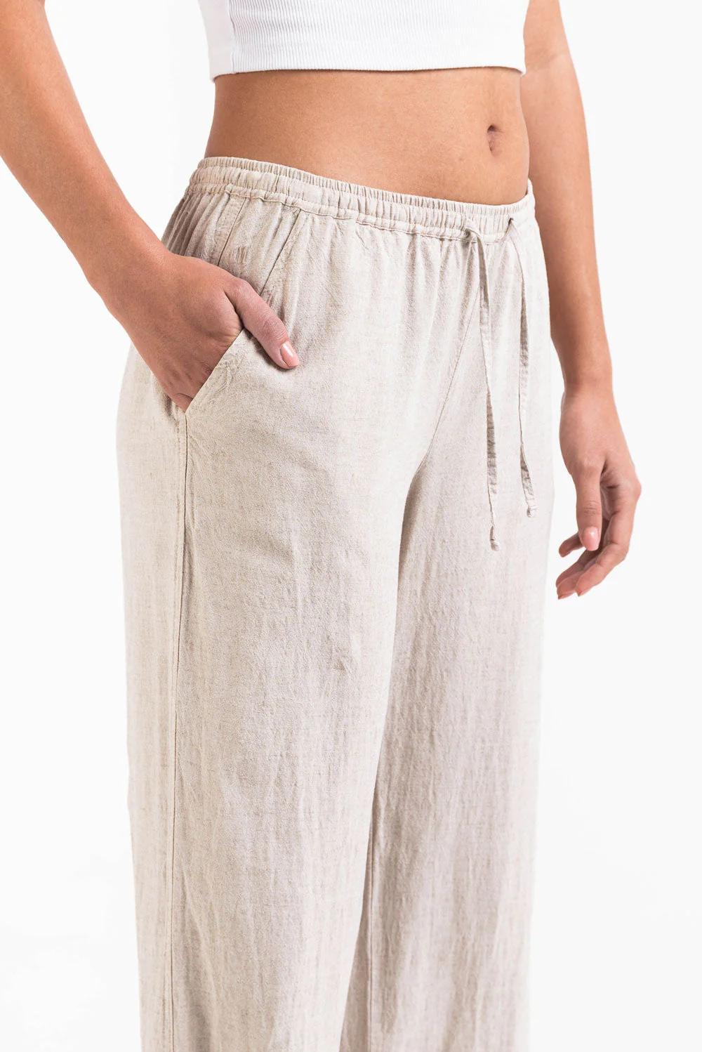 Mila 01Mid Rette Linbukser - Beige - Image 4