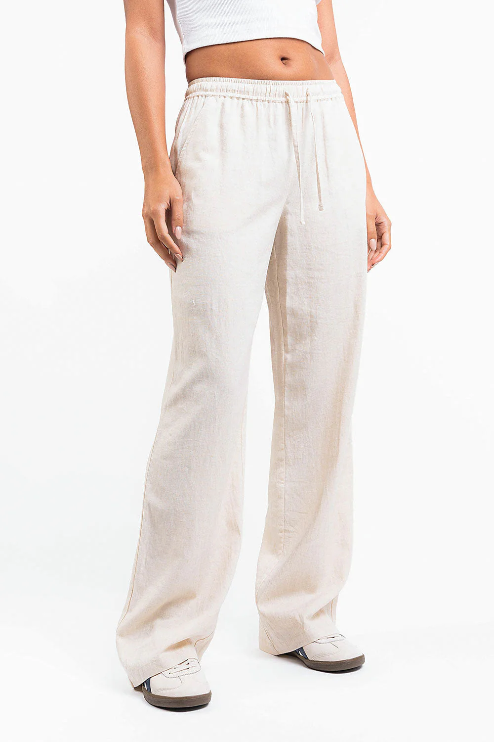 Mila 01Mid Rette Linbukser - Light Beige - Image 4