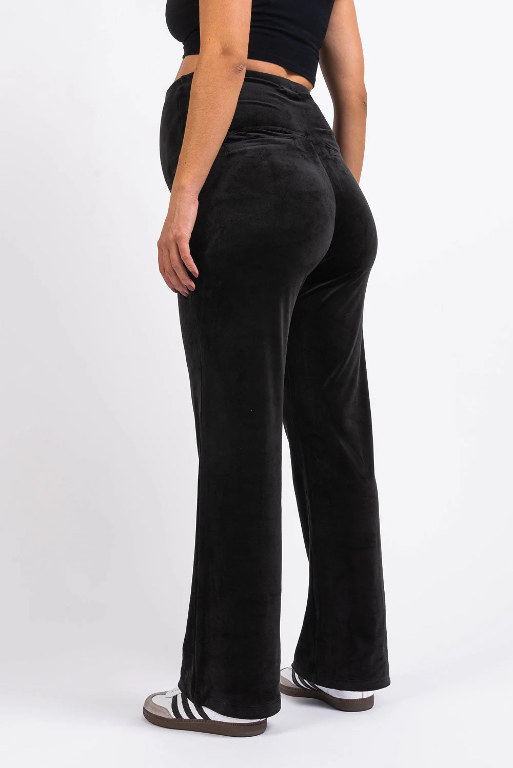 Pixie Velour 01 Velour Rette Mammabukser - Black - Image 3