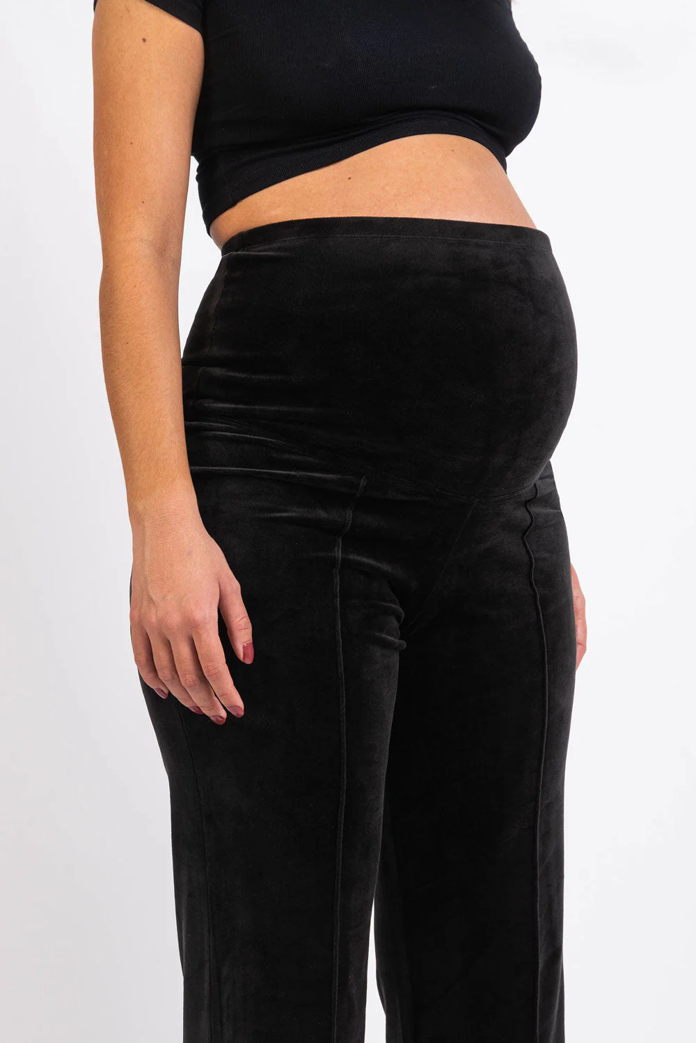 Pixie Velour 01 Velour Rette Mammabukser - Black - Image 4