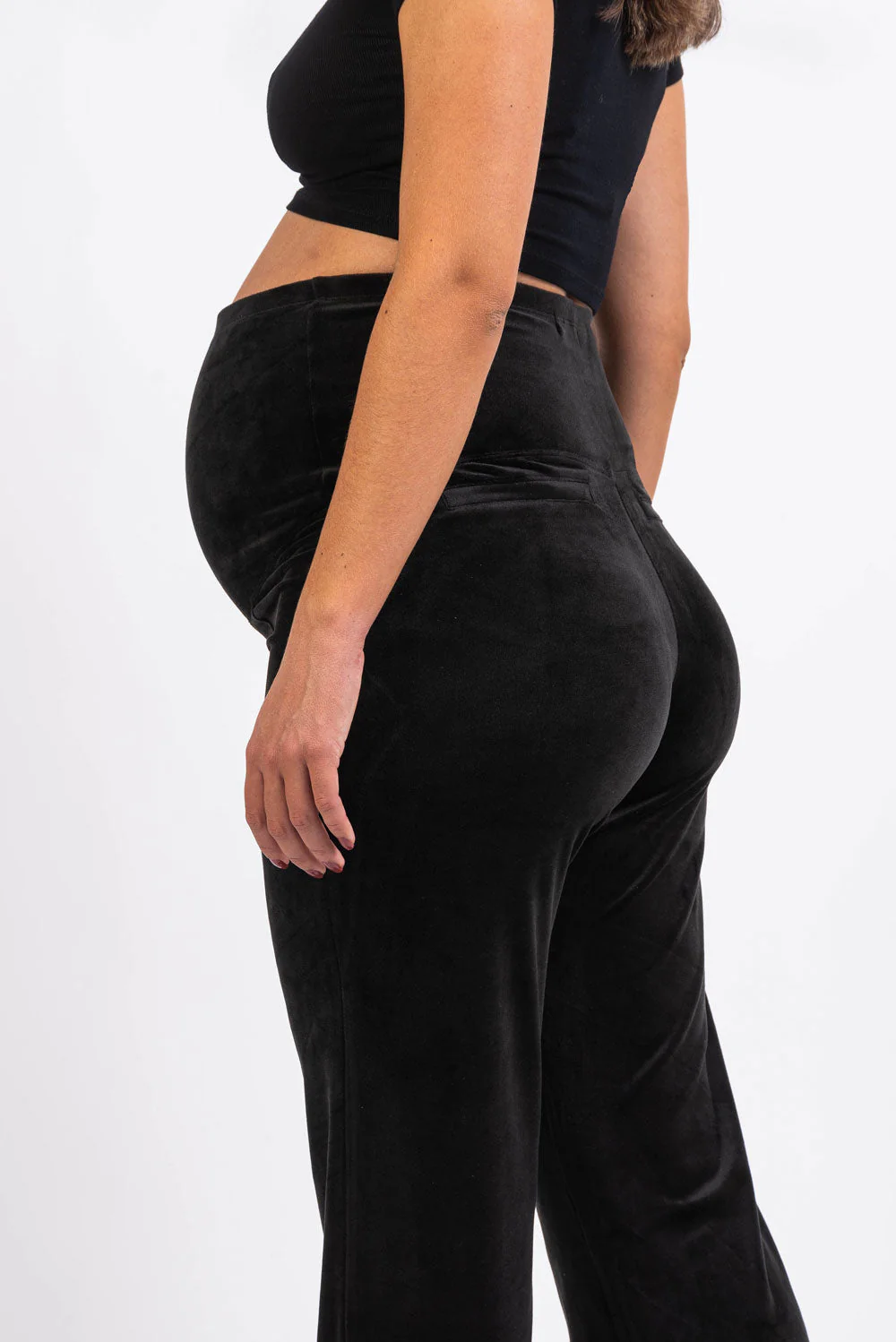 Pixie Velour 01 Velour Rette Mammabukser - Black - Image 5
