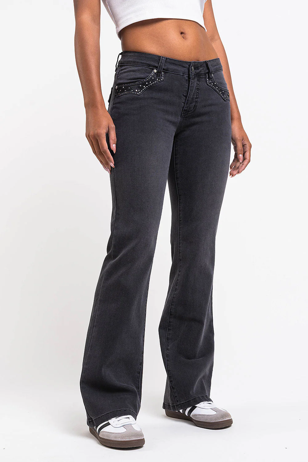 Taylor 01Low Bootcut Jeans - Washed Black - Image 2