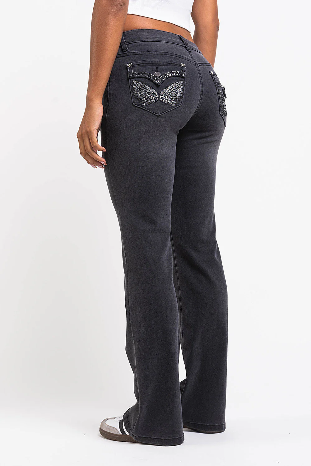 Taylor 01Low Bootcut Jeans - Washed Black - Image 3