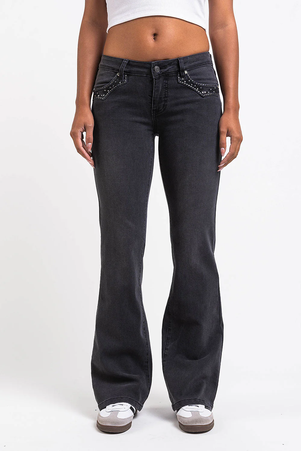 Taylor 01Low Bootcut Jeans - Washed Black - Image 4