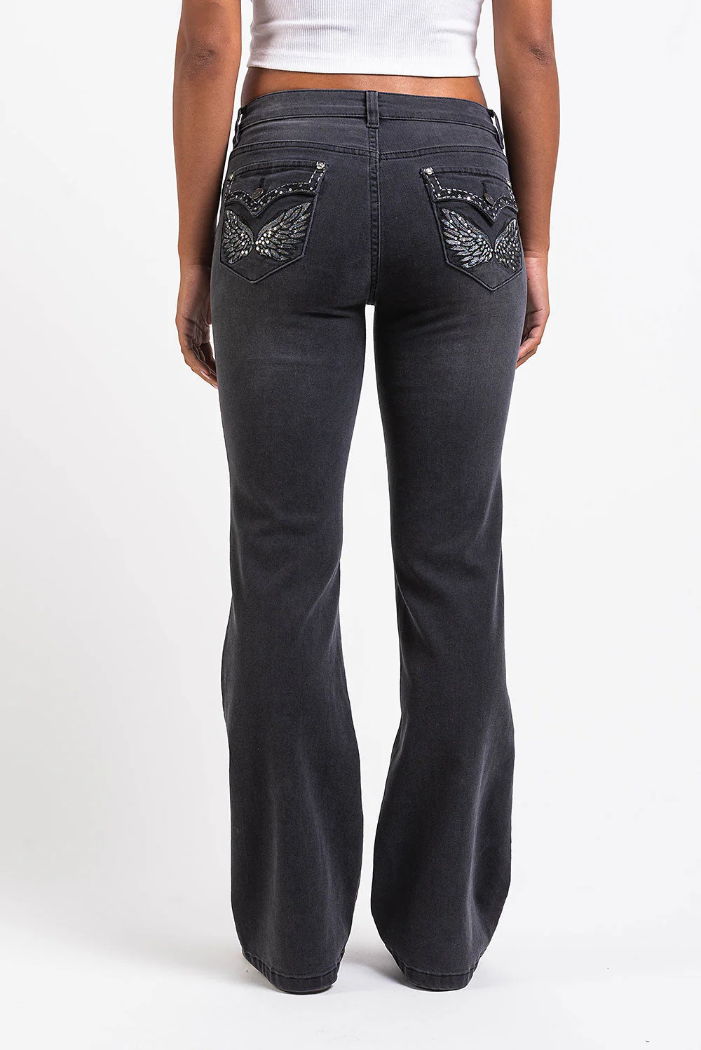 Taylor 01Low Bootcut Jeans - Washed Black - Image 6