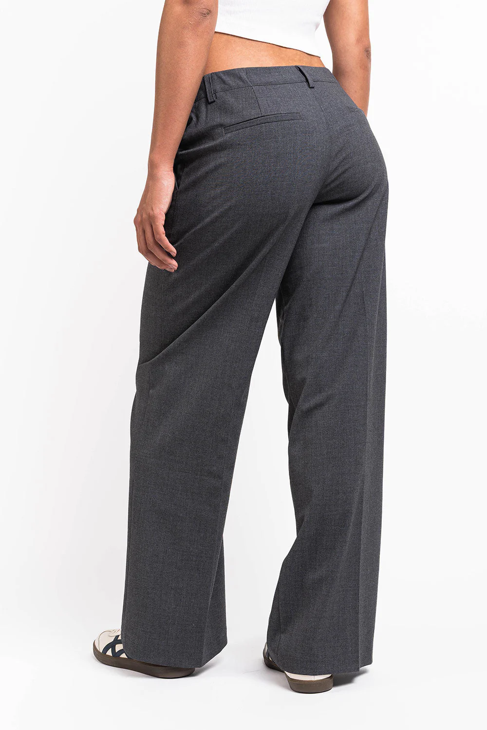 Thilde 01Low Vide Dressbukser - Dark Grey Melange - Image 2
