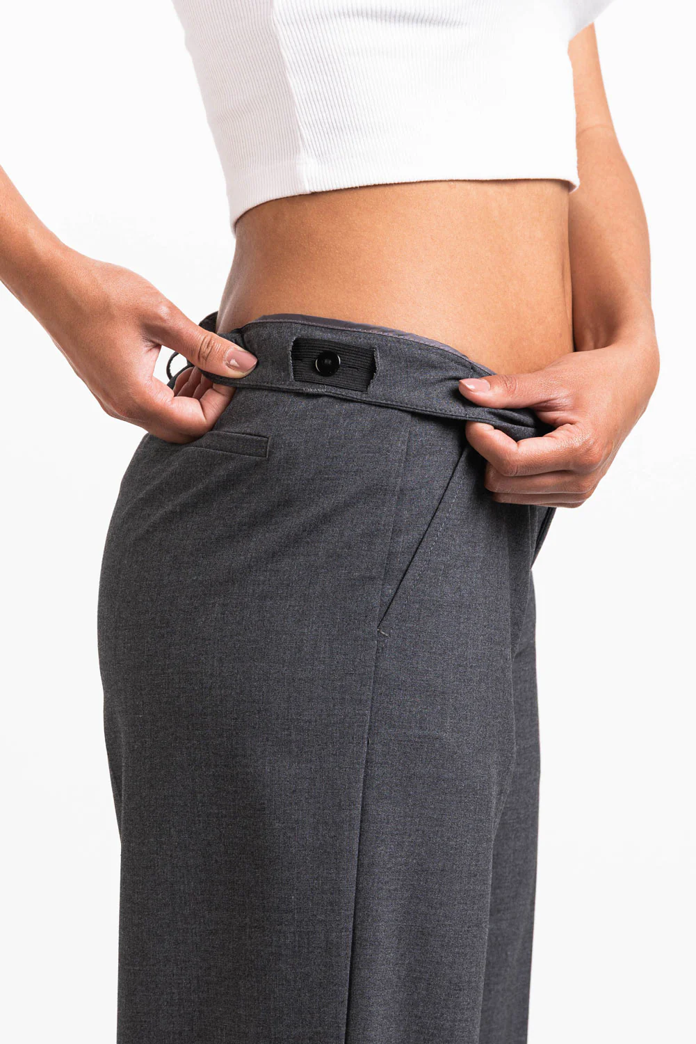 Thilde 01Low Vide Dressbukser - Dark Grey Melange - Image 3