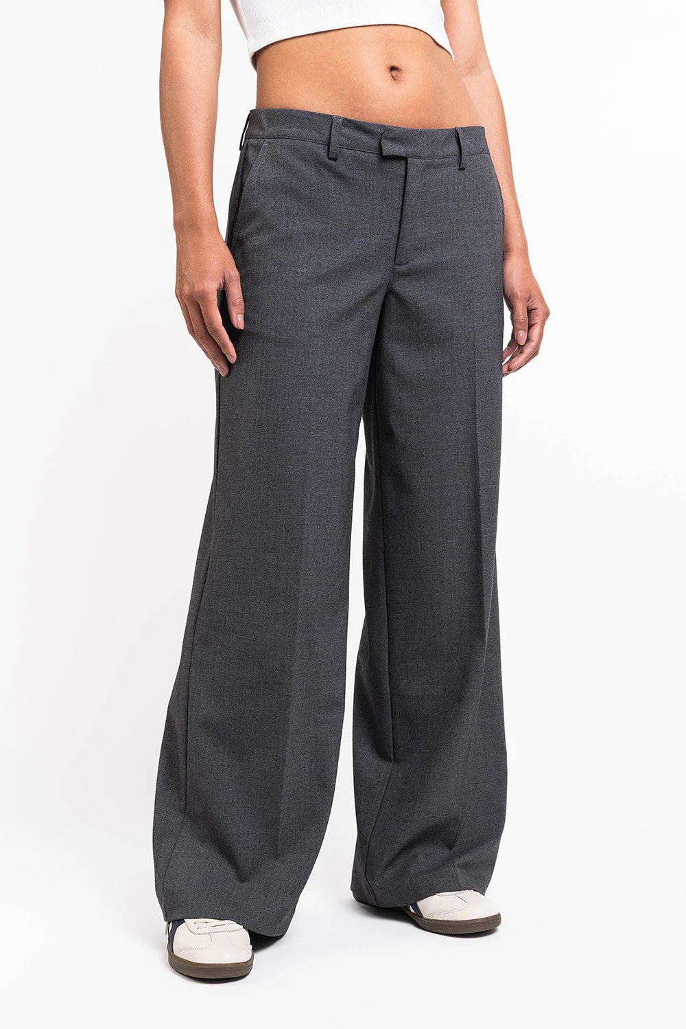 Thilde 01Low Vide Dressbukser - Dark Grey Melange - Image 4