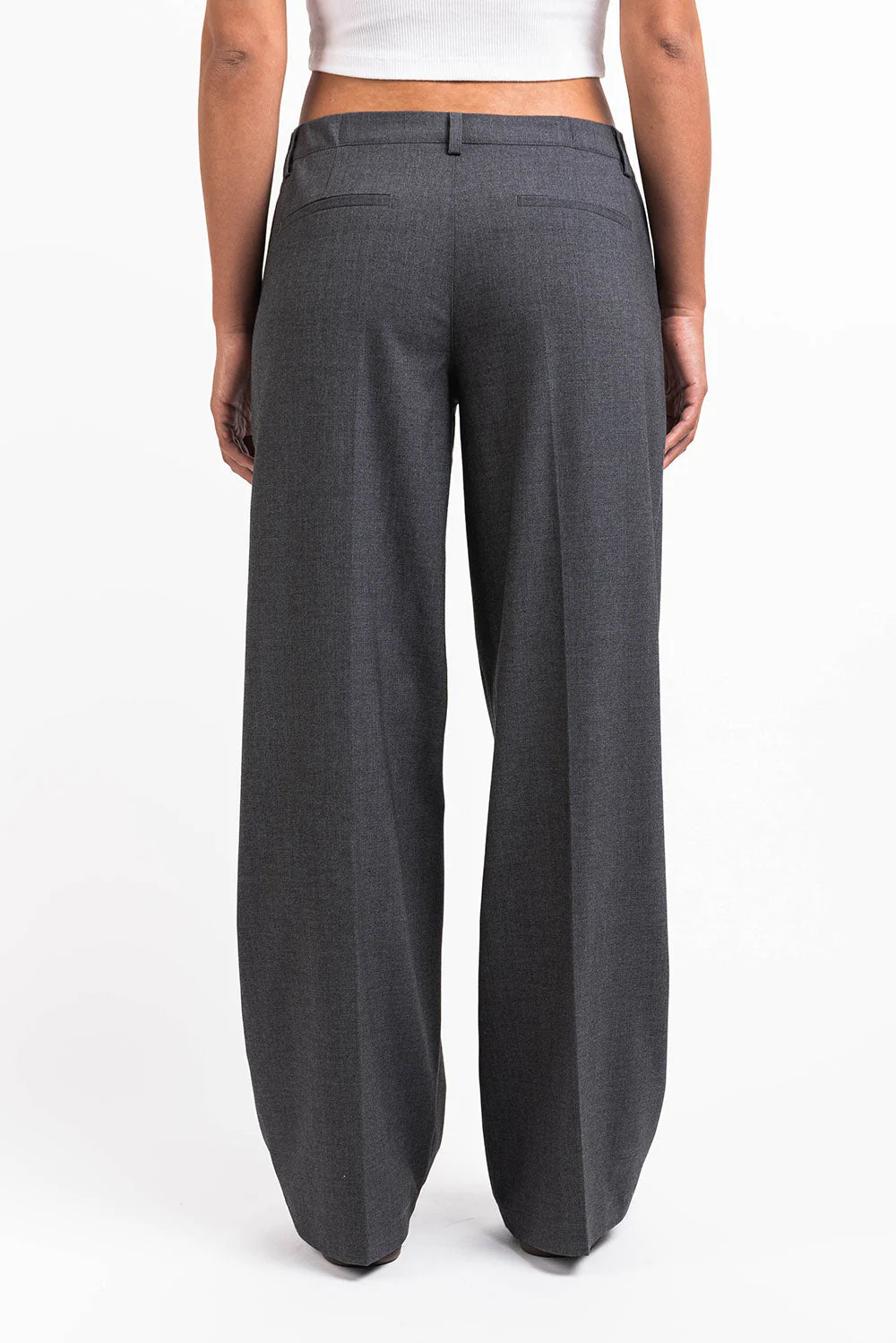 Thilde 01Low Vide Dressbukser - Dark Grey Melange - Image 5