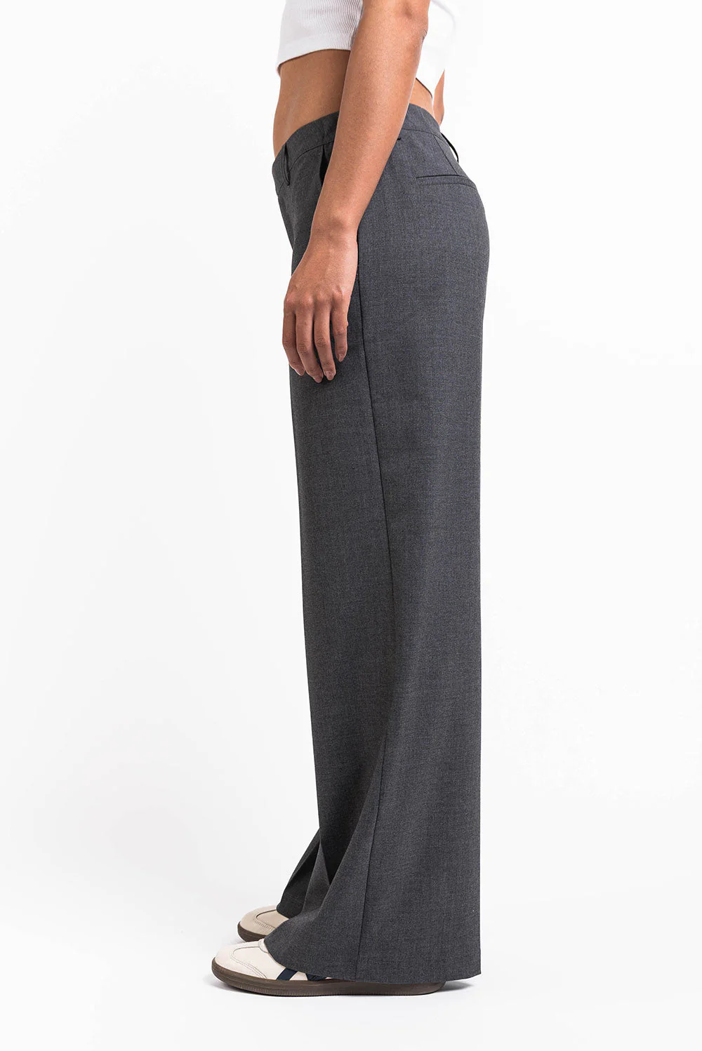 Thilde 01Low Vide Dressbukser - Dark Grey Melange - Image 6